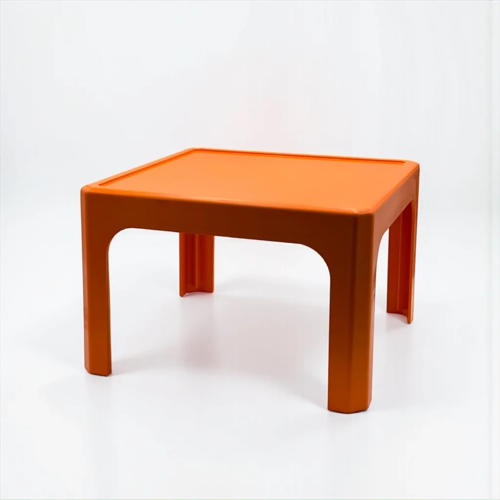 french plastic side table gilac 1872 orange injection molded plastic france 1970s