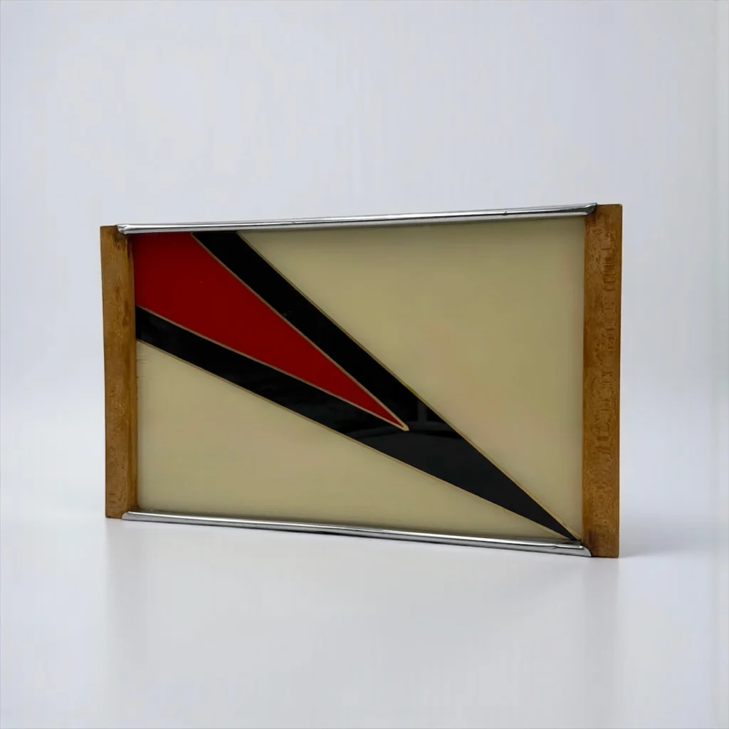 graphic space age tray 1970s glass top red black modernist design