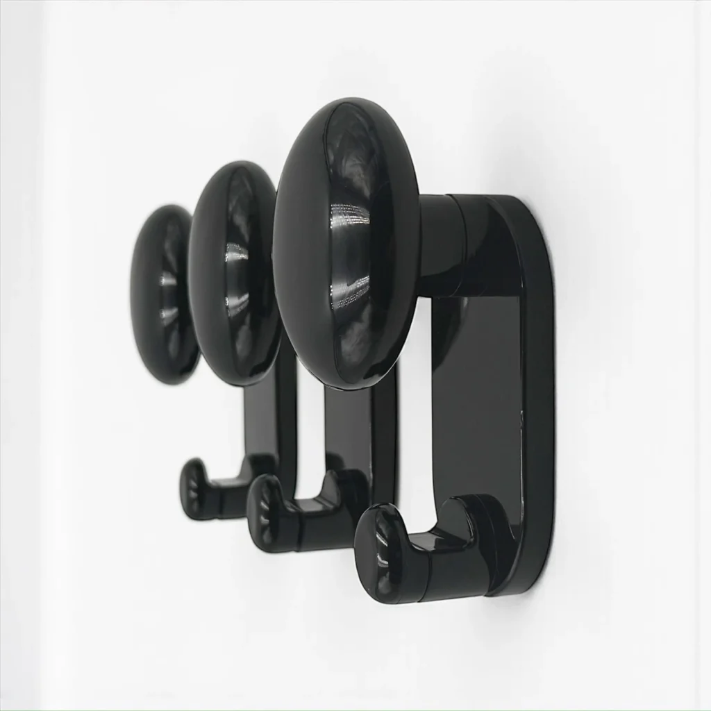 modernist wall hooks bartoli black set of 3 con and con italy 1970s