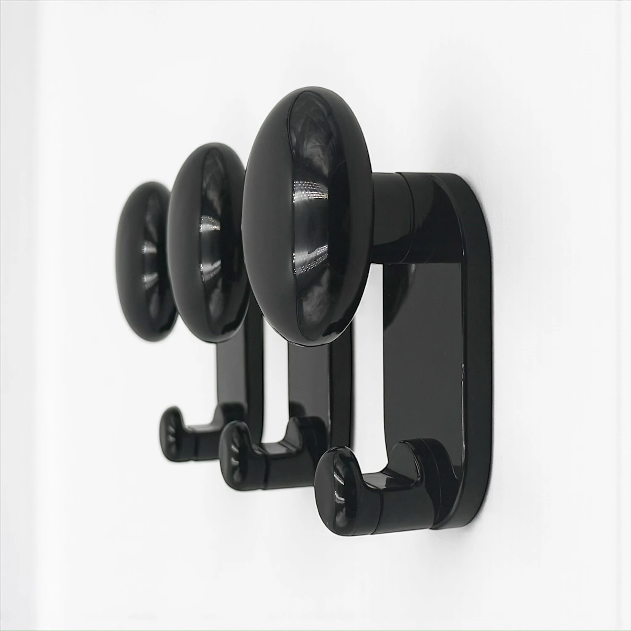 modernist wall hooks bartoli black set of 3 con and con italy 1970s