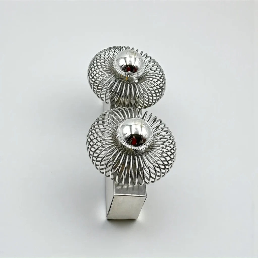 space age wall lamp by oxar double spiral chrome