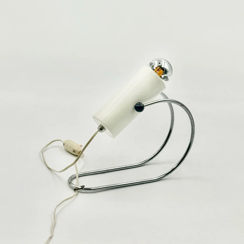 Targetti Sankey lamp white tube 1960s Italian design with chrome frame
