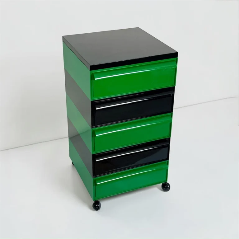 kartell drawer unit by simon fussell in black and green abs plastic italy 1970s